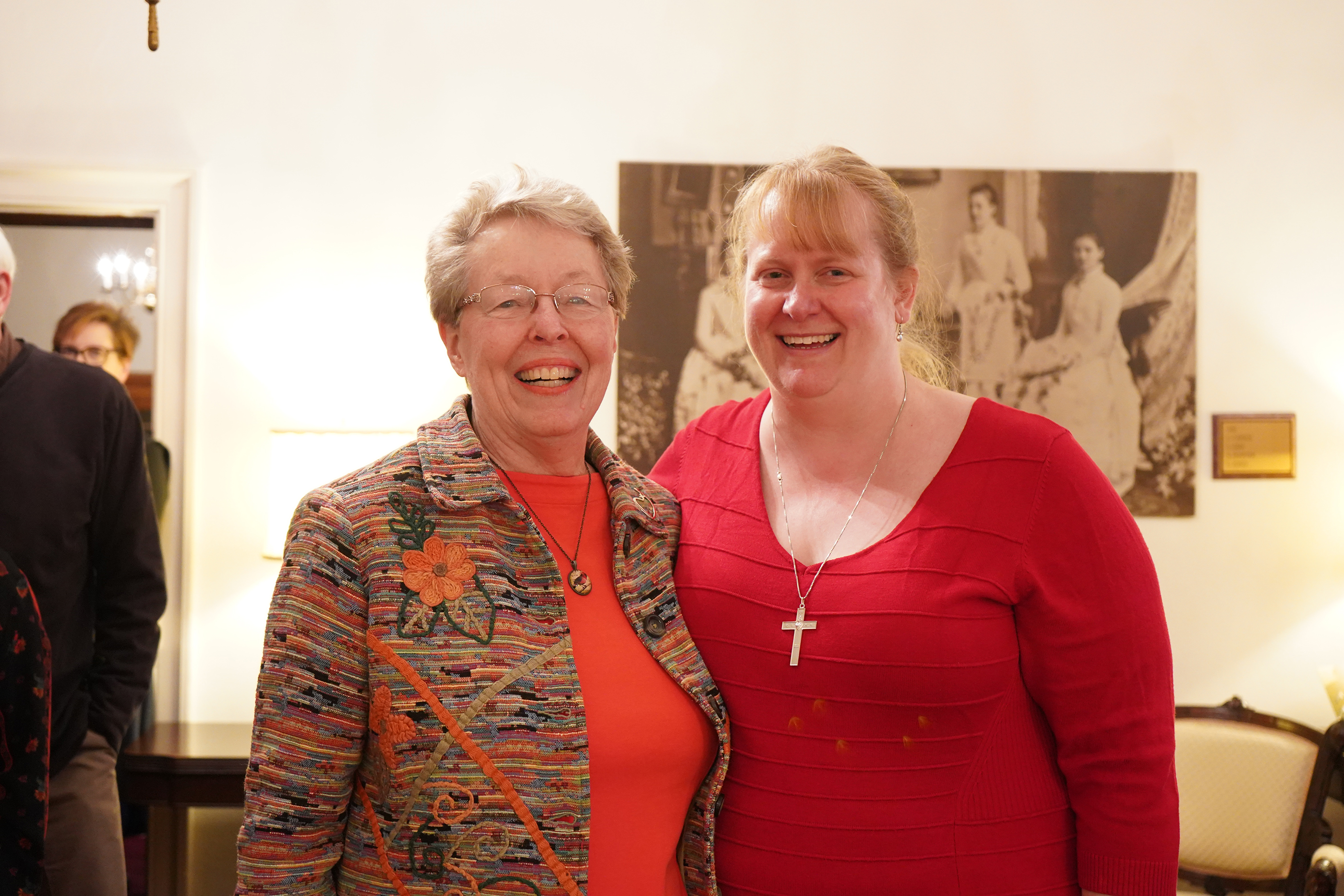 Sister Mousseau (right) celebrating her final profession in 2020 with Provincial Sheila Hammond, RSCJ (left)