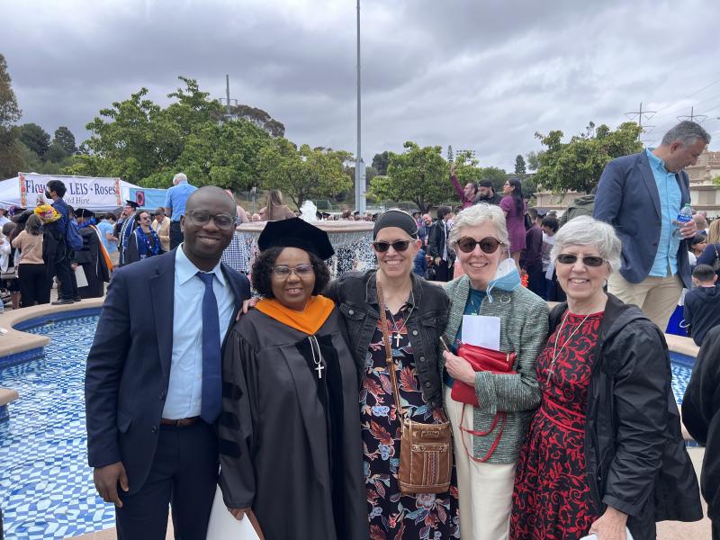 Left to right: Dr. Oluchukwu Oluoha, MD (Uche's Brother), Sister Oluoha, Ruth Cunnings, RSCJ, Sheila Hammond, RSCJ, and Mary Charlotte Chandler, RSCJ